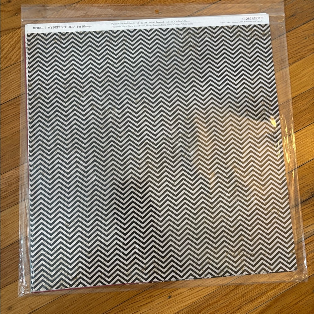 Close To My Heart Black Chevron Scrapbook Paper - Black & White